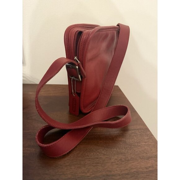 Vintage Coach Leather Camera Bag Crossbody Double Zip 9817 Red - Picture 1 of 14